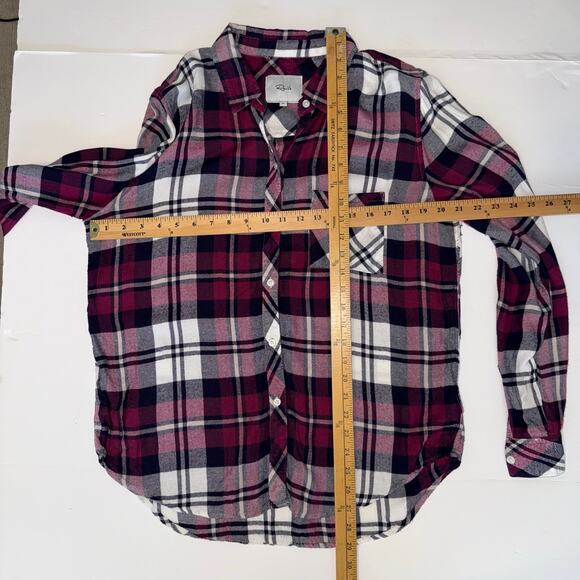 Rails Hunter Plaid Shirt Women’s Medium Rayon Button Down Navy/Burgundy Flannel - Picture 12 of 16